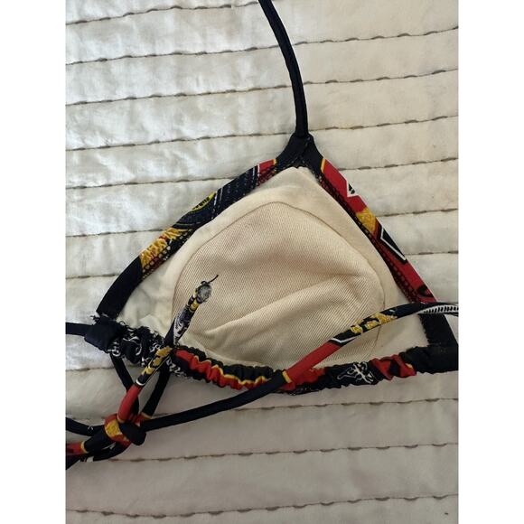 Vintage Budweiser Triangle String Bikini Top Only King Of Beer Bud Navy Swim - Picture 8 of 13